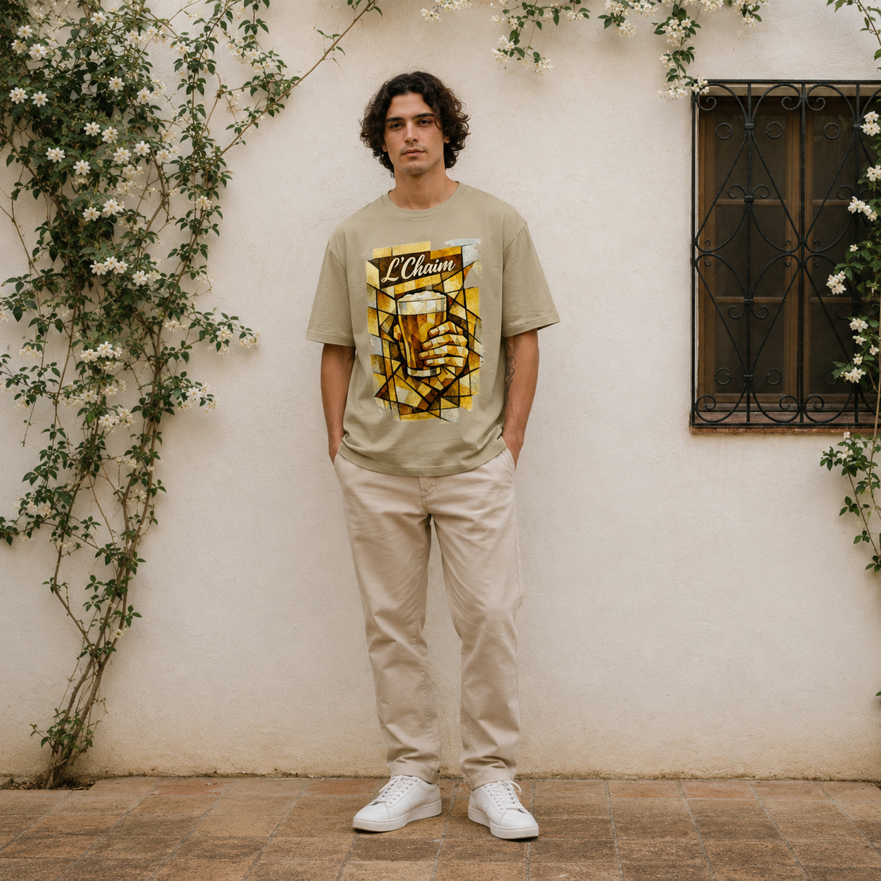 L'Chaim Beer Tee – Olive & Stone