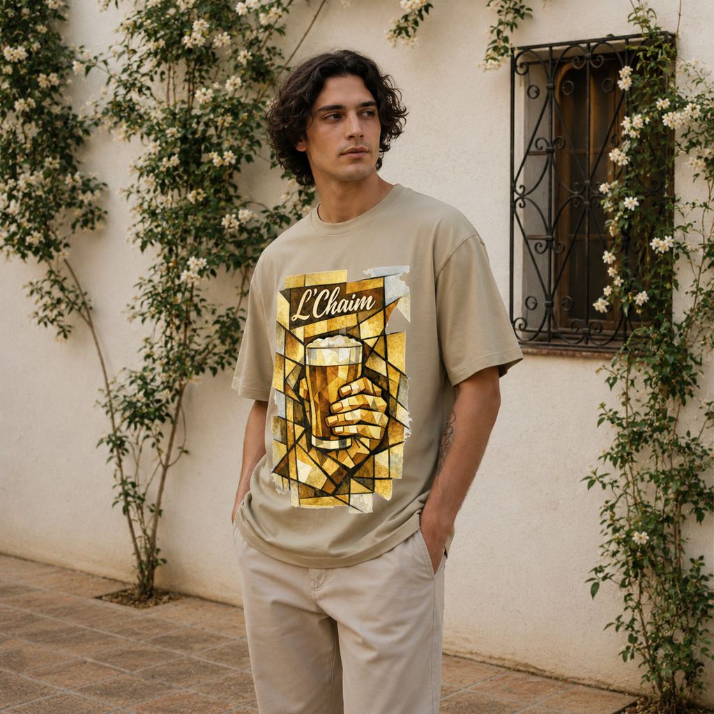 L'Chaim Beer Tee – Olive & Stone