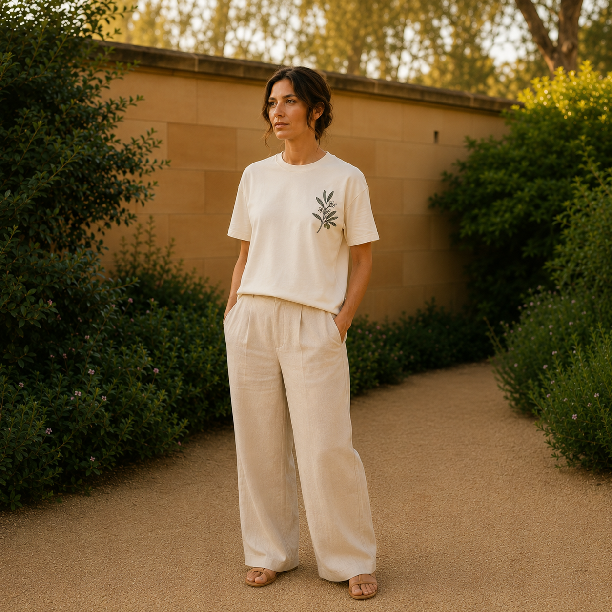 Olive Blossom Detail Tee