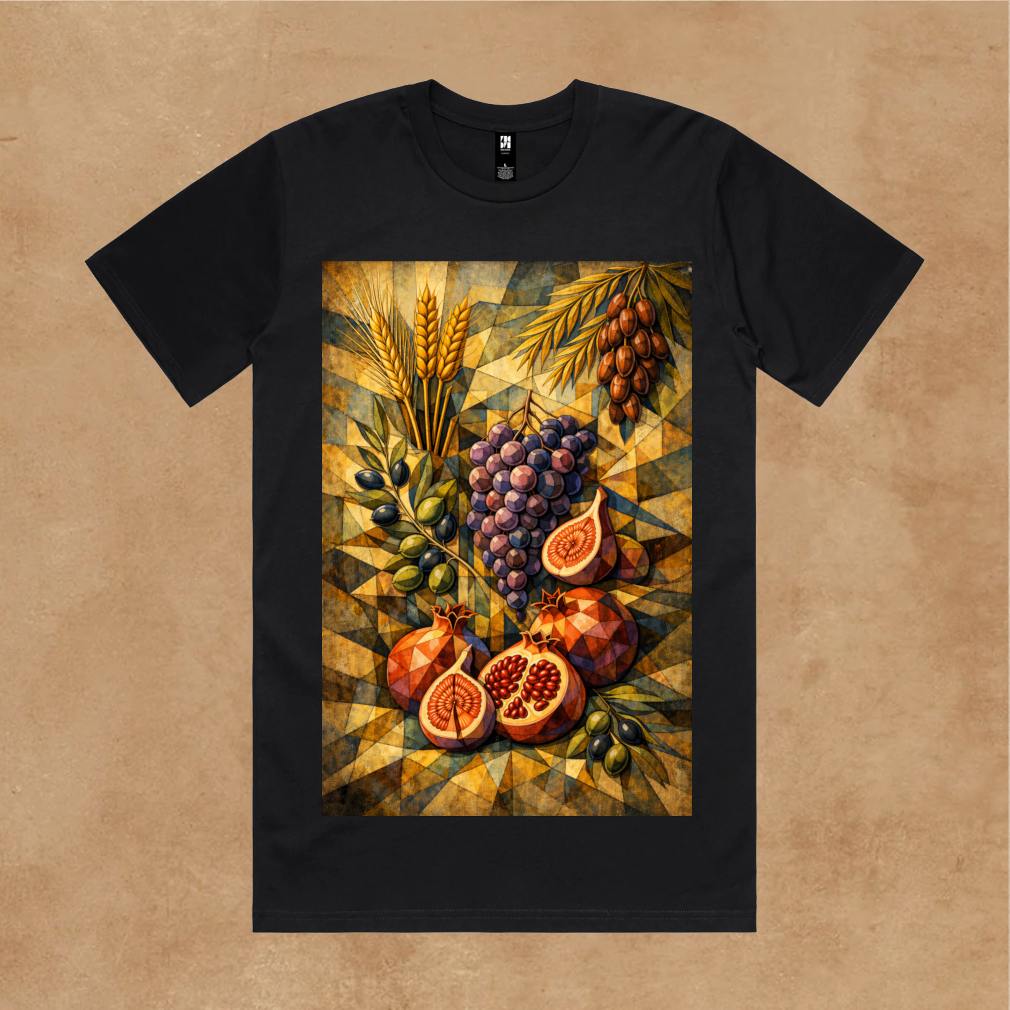 Seven Species Tee – Olive & Stone