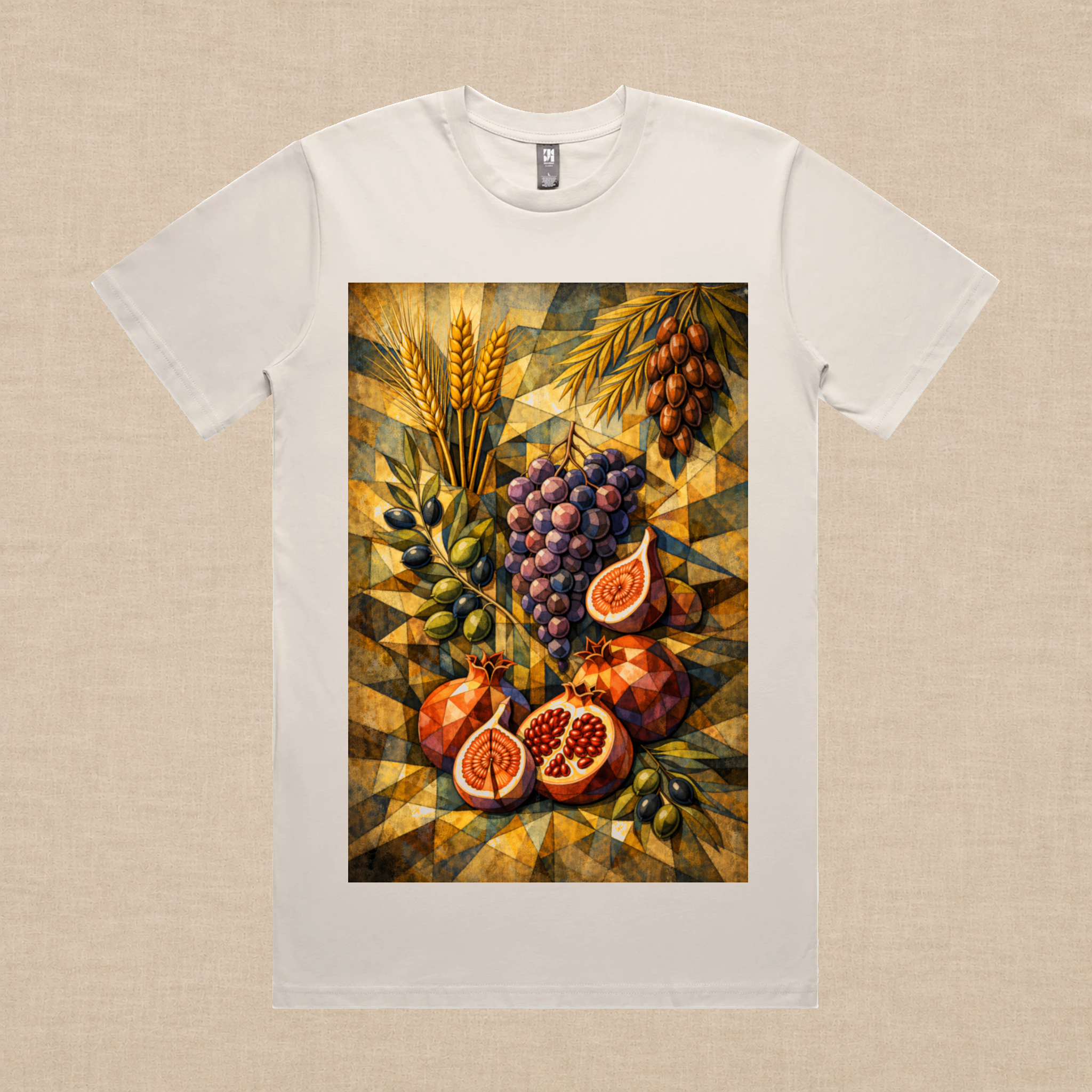 Seven Species Tee – Olive & Stone