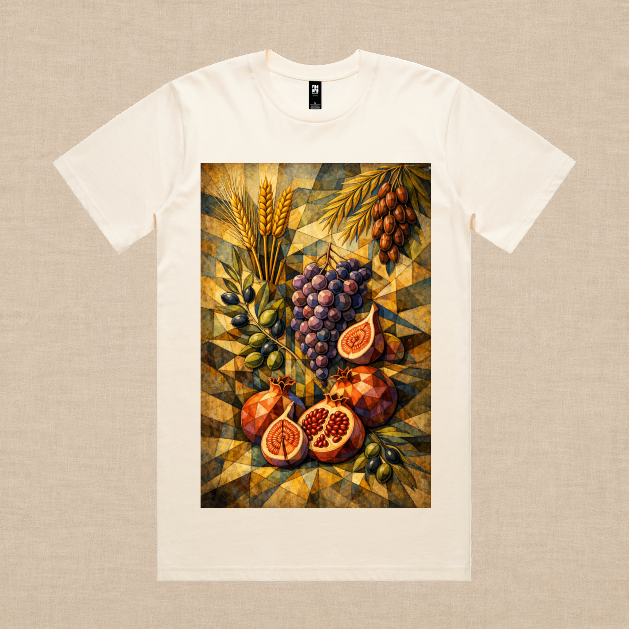 Seven Species Tee – Olive & Stone