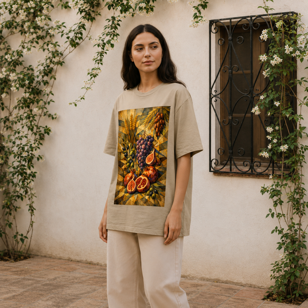Seven Species Tee – Olive & Stone