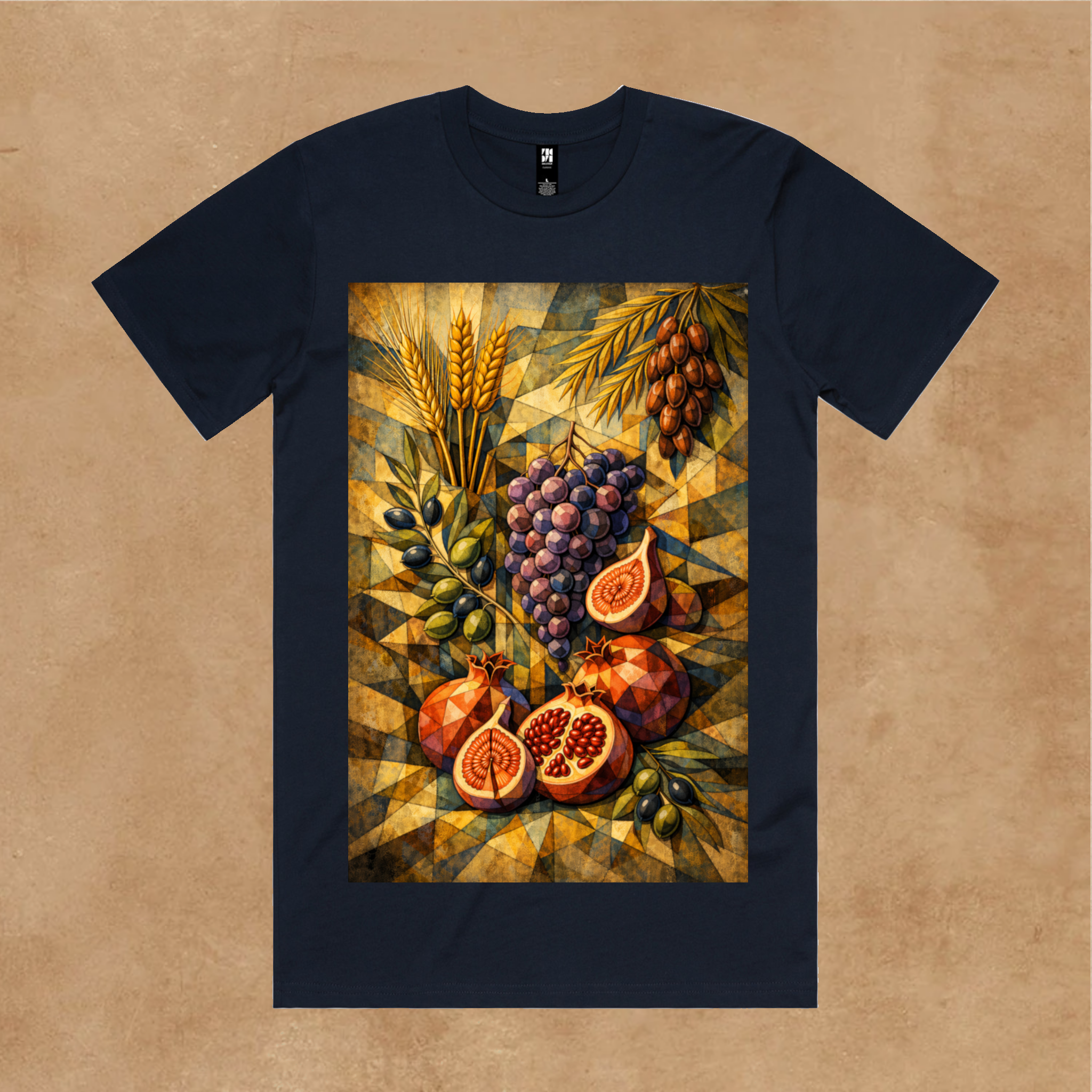 Seven Species Tee – Olive & Stone