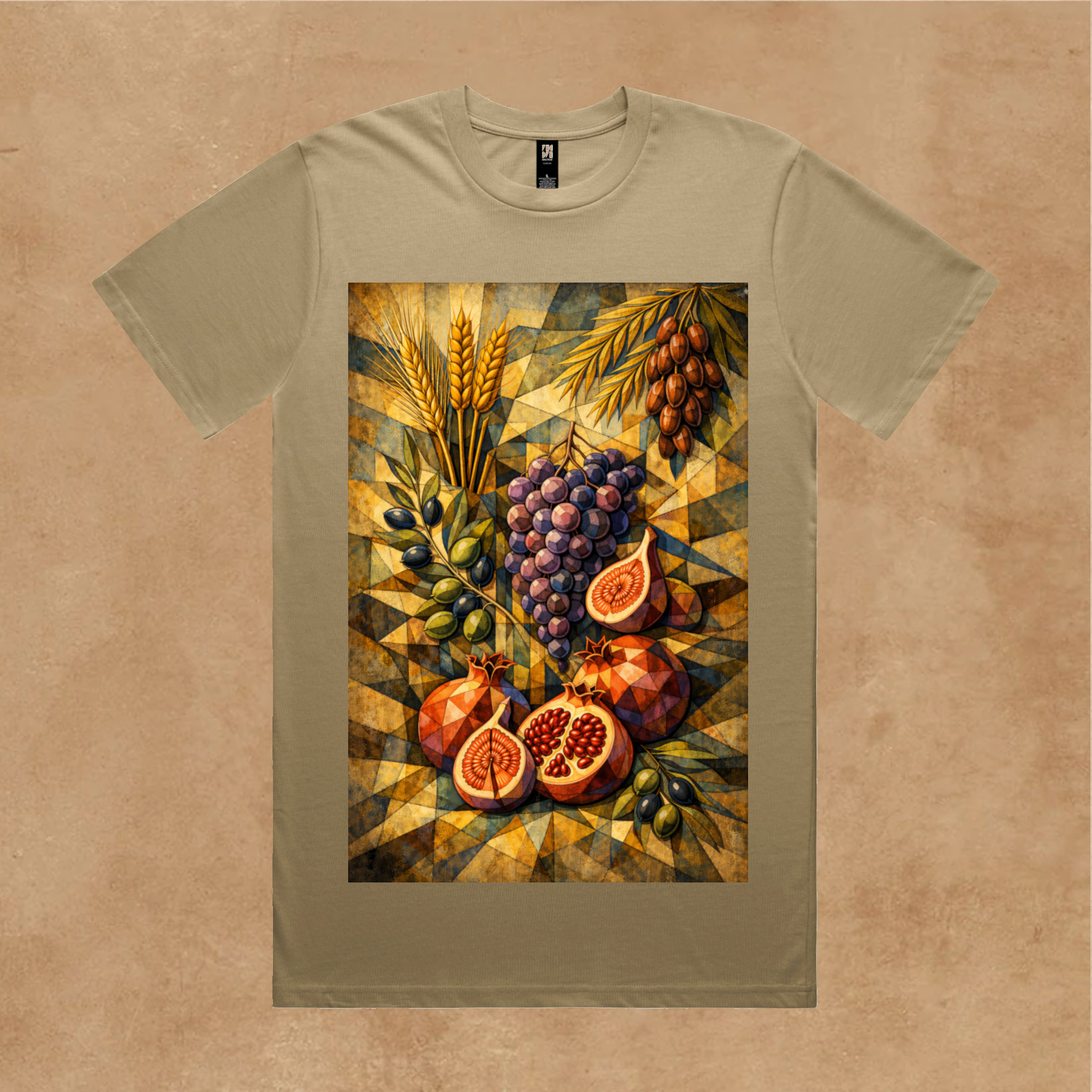 Seven Species Tee – Olive & Stone